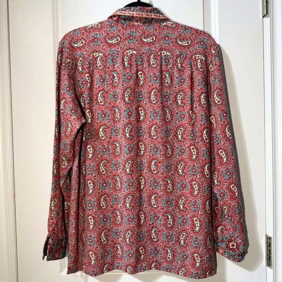 Cambridge Dry Goods Co. Men’s Linen Boho Shirt – Red & Blue Paisley – Size M - Picture 4 of 10
